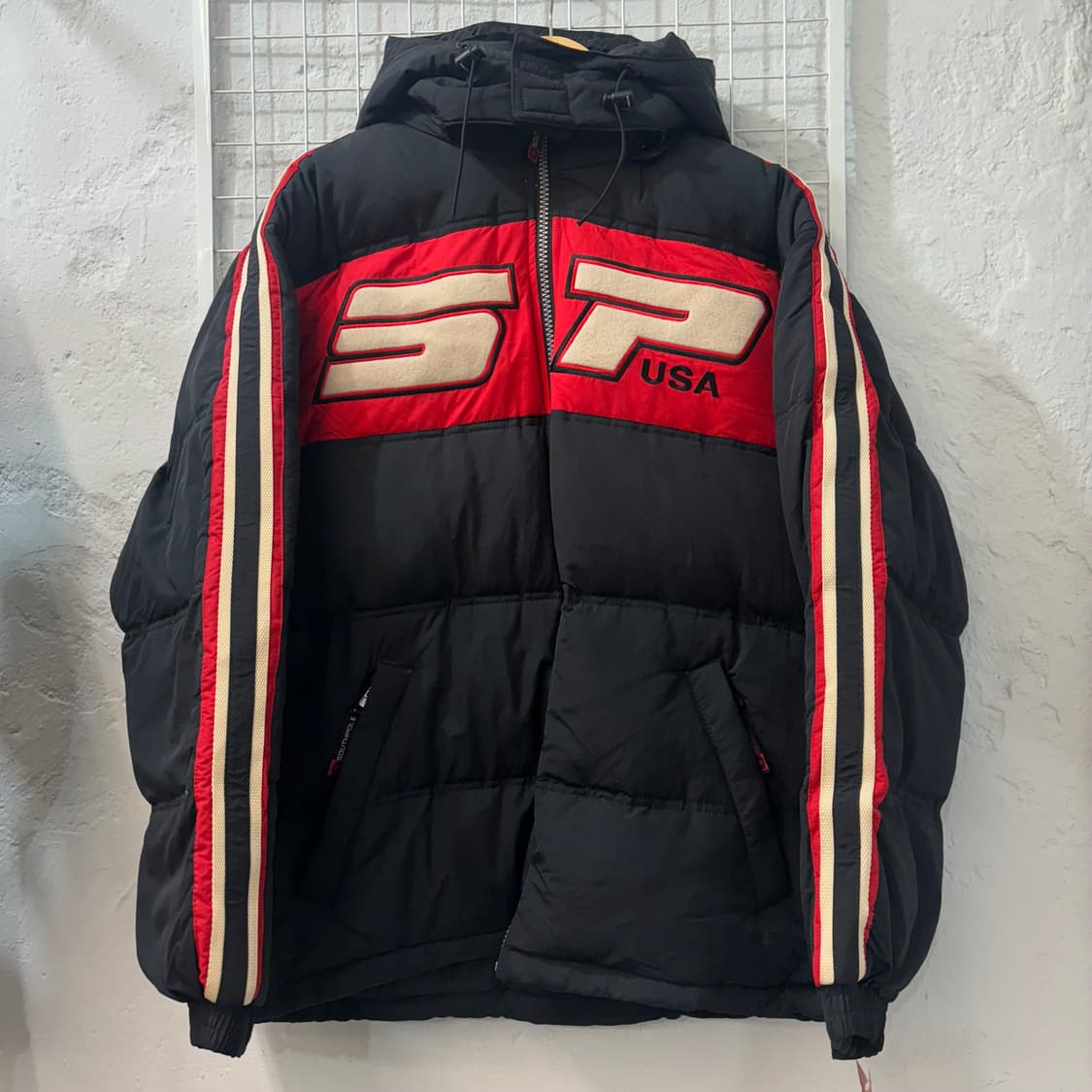 90s 사우스폴 올드스쿨 빈티지 블랙 레드 패딩 자켓 L 상품이미지1