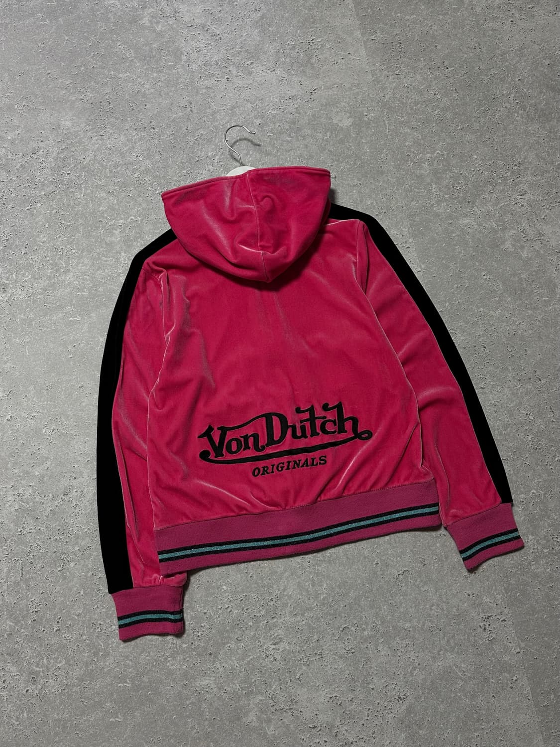 본더치 백로고 벨벳 핑크 후드집업 상품이미지1