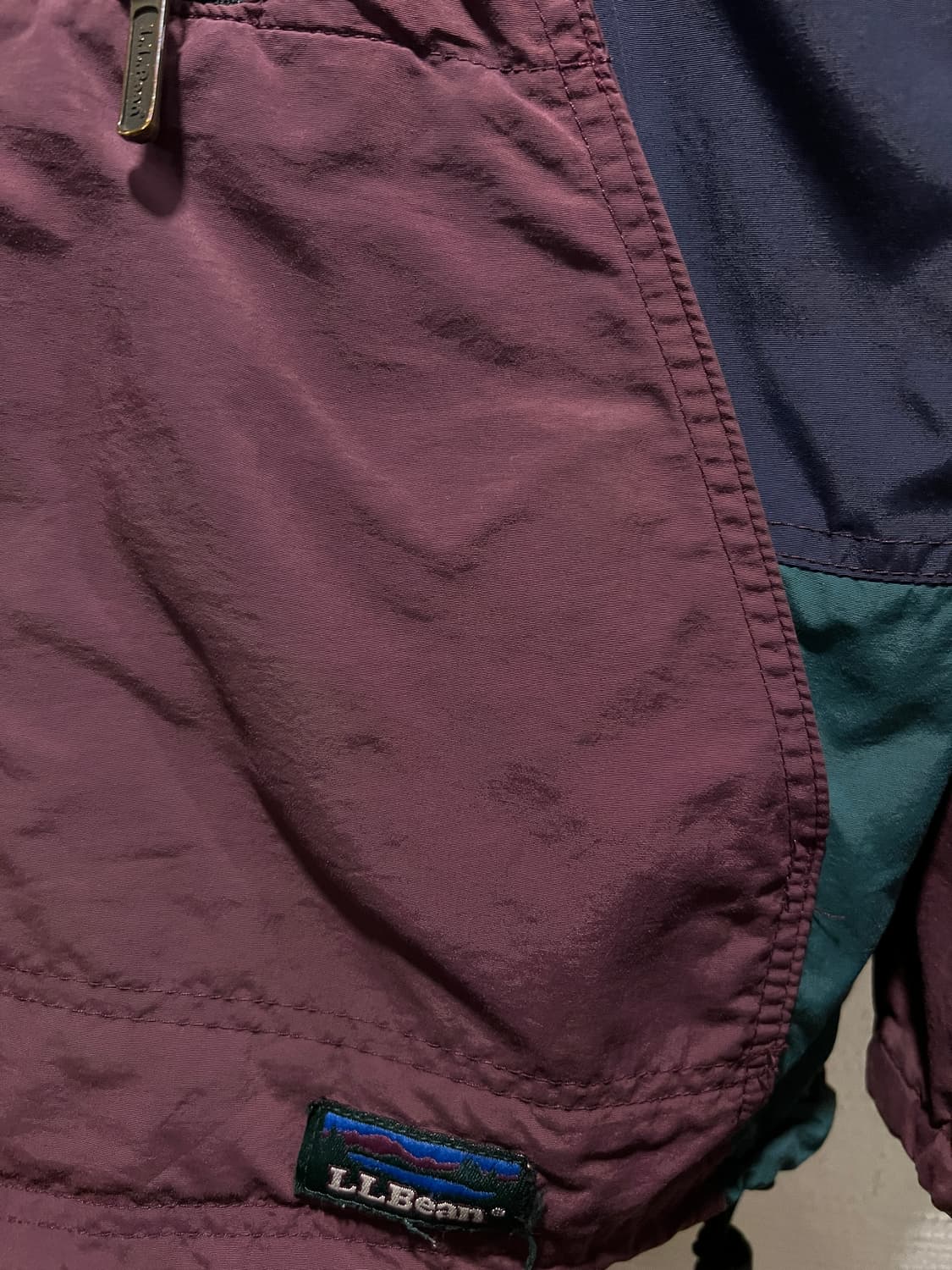 [L]90's 엘엘빈 USA Made 버건디 나일론 마운틴 아노락 자켓 상품이미지6