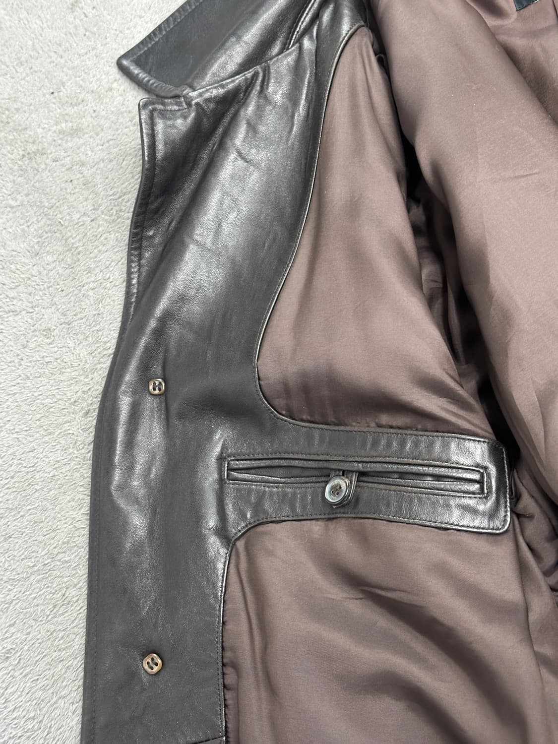 00s HUGO BOSS 램스킨 레더 자켓 XL 상품이미지8