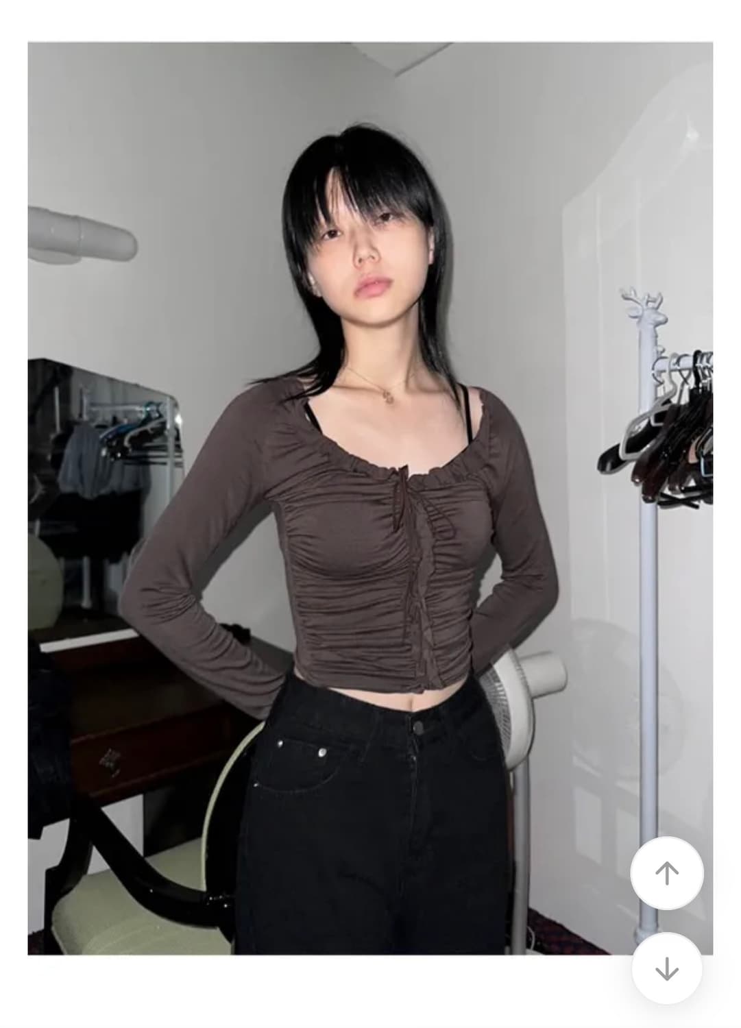 Satomi Radio Frill shirring span top 상품이미지1