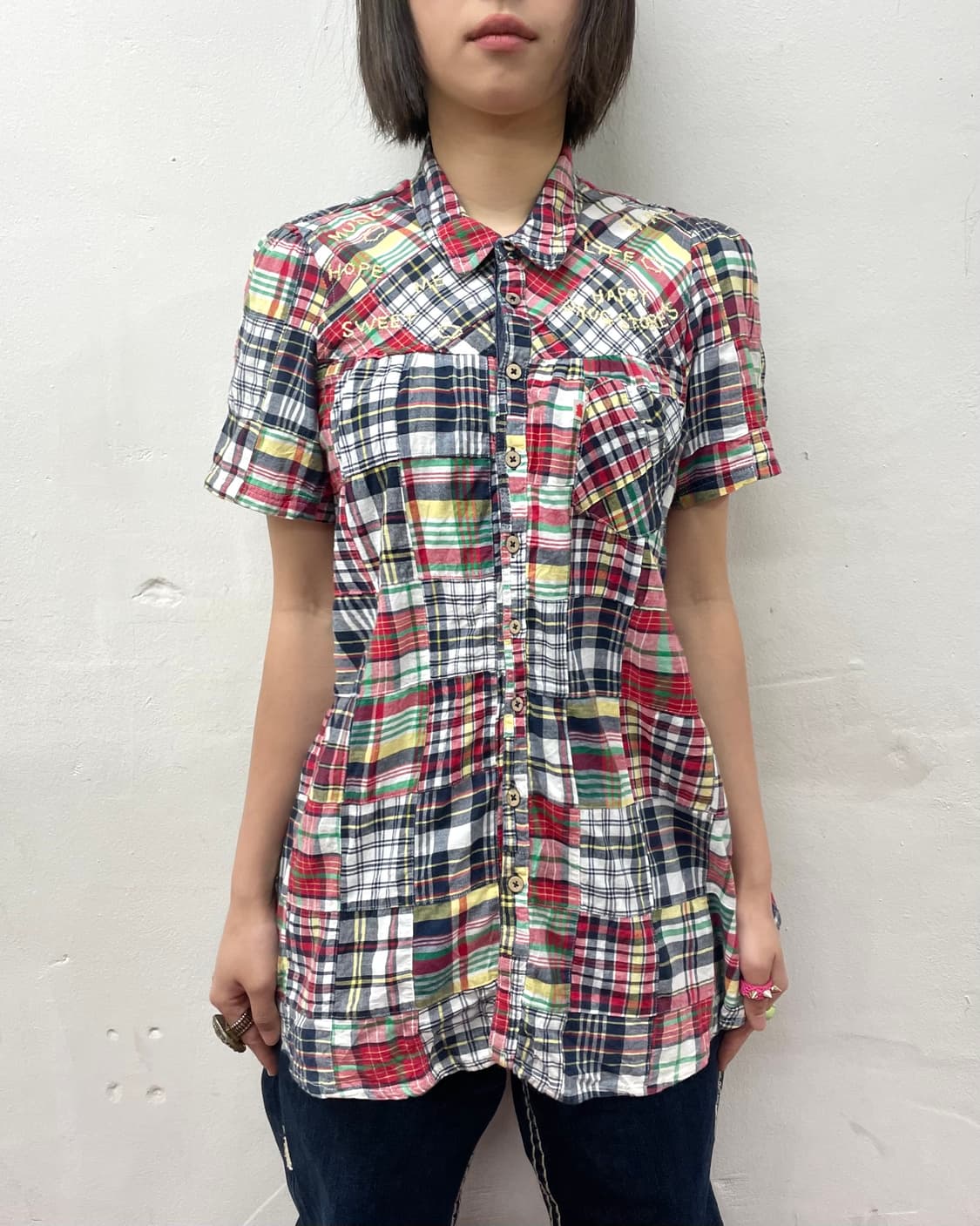  Patchwork Check Shoulder Dress 상품이미지2