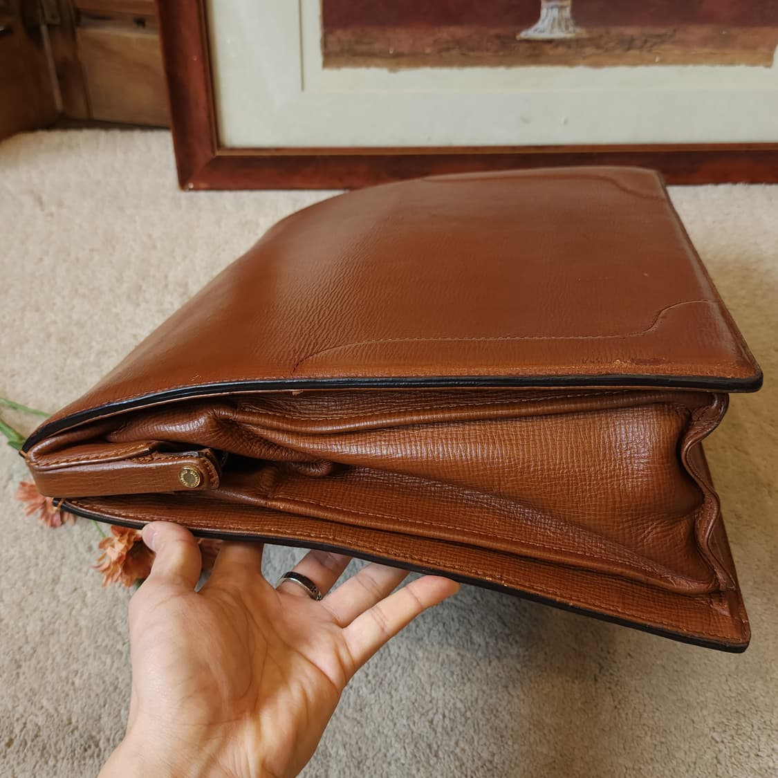 90s 버버리 브리프케이스 닥터백 카우하이드 서류가방 브라운 상품이미지5