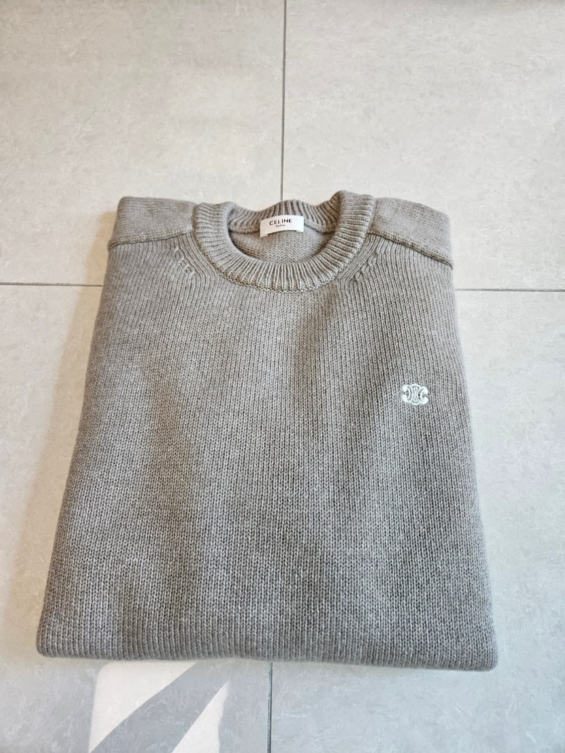 XL 셀린느 캐시미어 울 크루넥 트리옹페 스웨터 샌드  상품이미지8