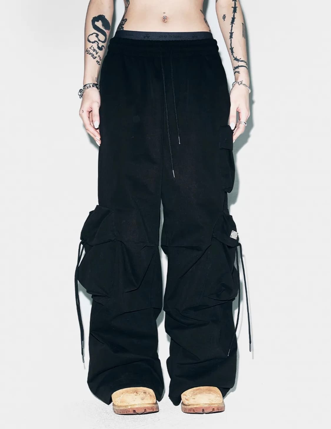 SOLID POCKET WIDE BANDING PANTS BLACK 상품이미지1