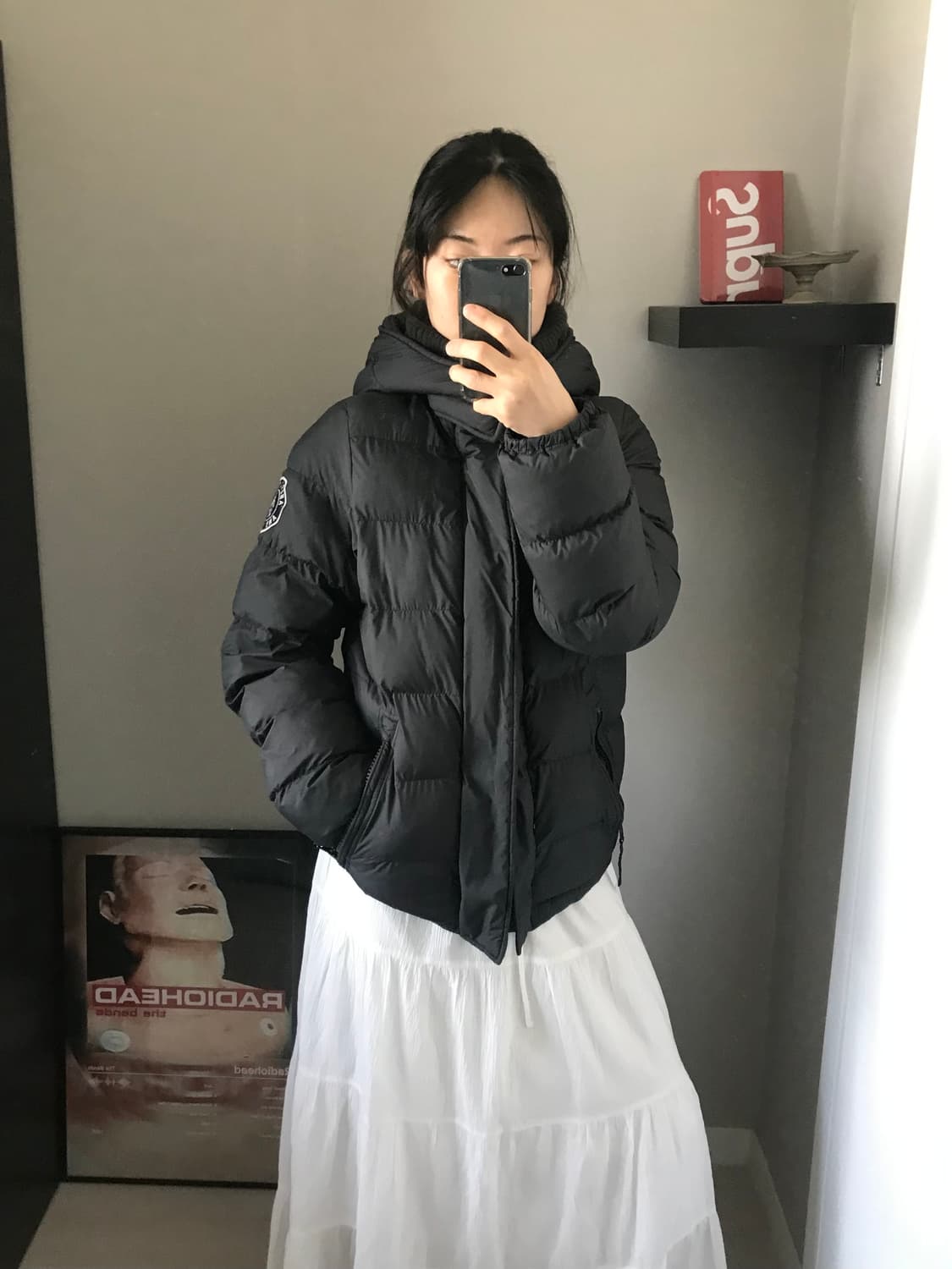 아베크롬비 소매 패치로고 연그레이 숏패딩 상품이미지2