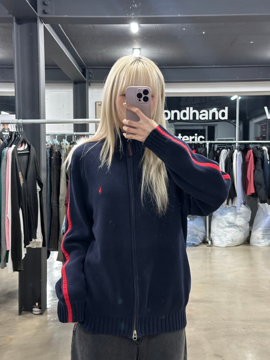 폴로 랄프로렌 네이비 니트 집업 상품이미지1