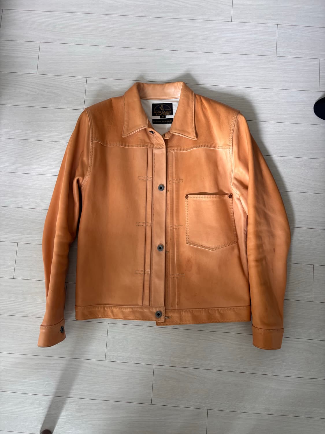 (40size) 하이라지레더 말가죽 트러커 자켓 상품이미지1