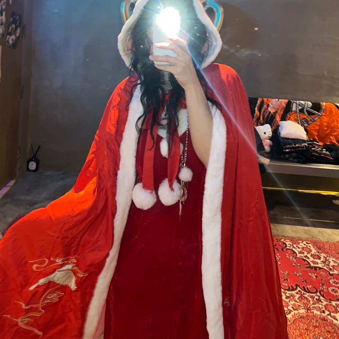 크리스마스 원피스 자수망토세트 상품이미지4