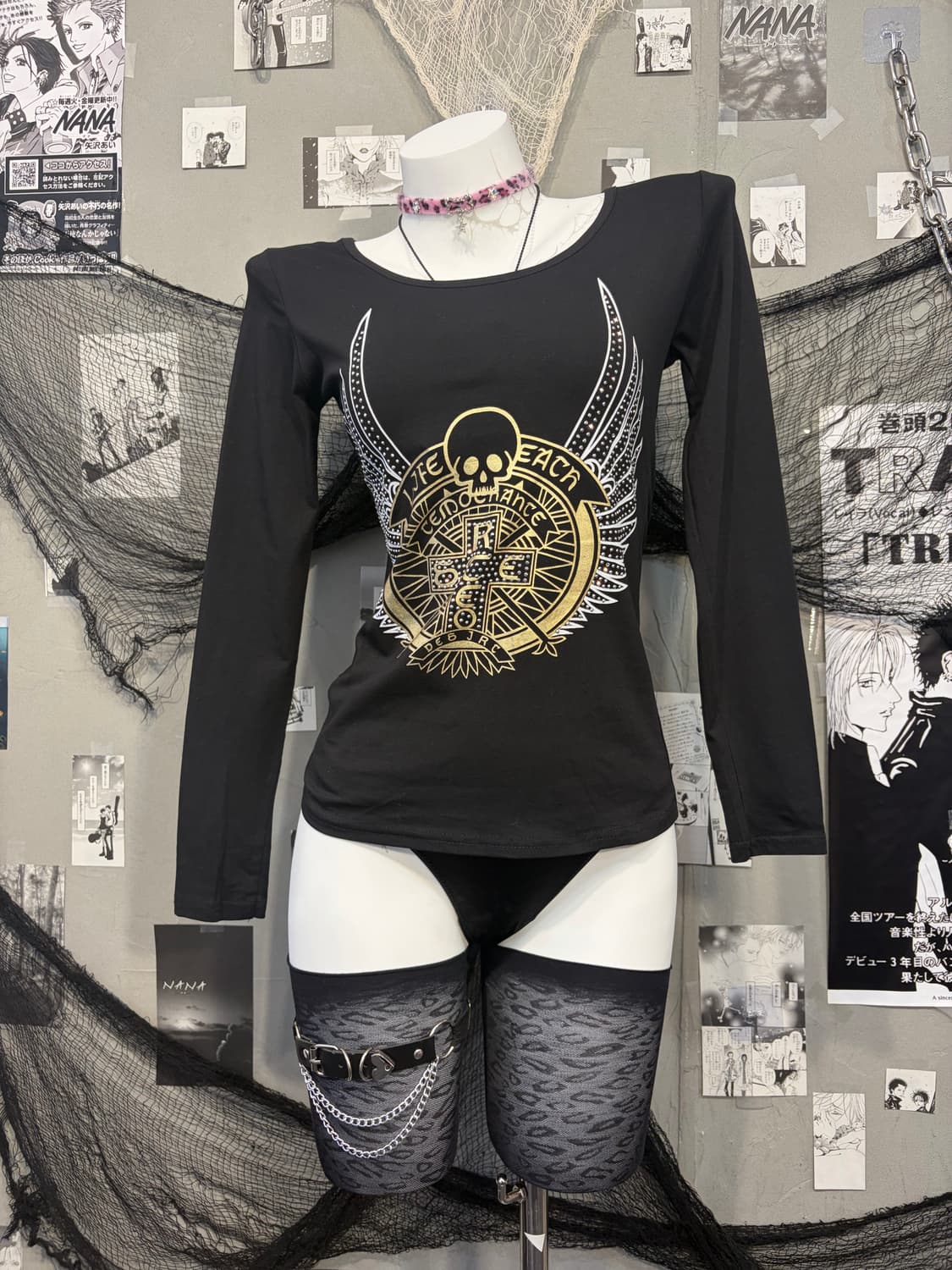 PUNK cubic skull Lace-up back longsleeve 상품이미지8