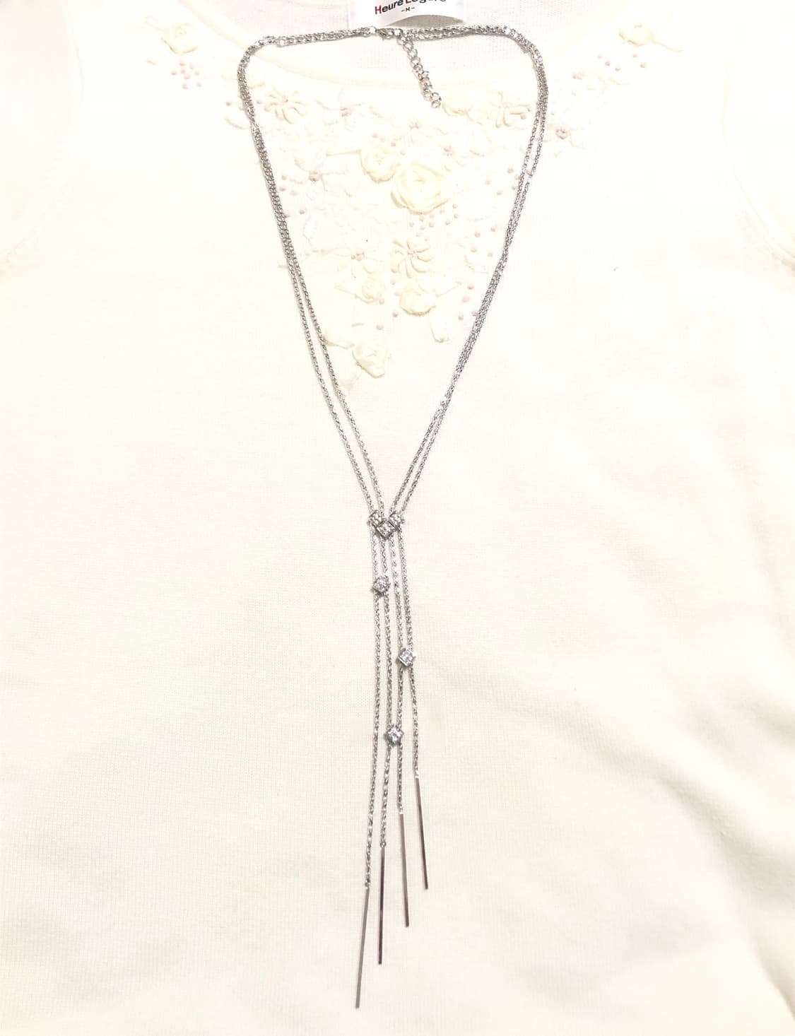 빈티지 긱시크 와투케 오리엔탈 펑크 갸루 그런지 실버 드롭 롱목걸이 상품이미지1