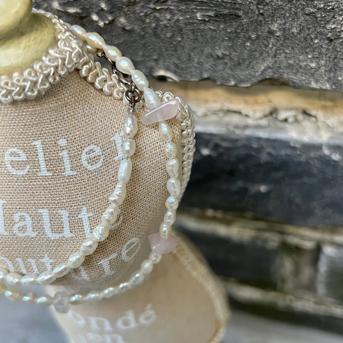 925실버 로즈쿼츠+밥풀진주 목걸이 상품이미지2