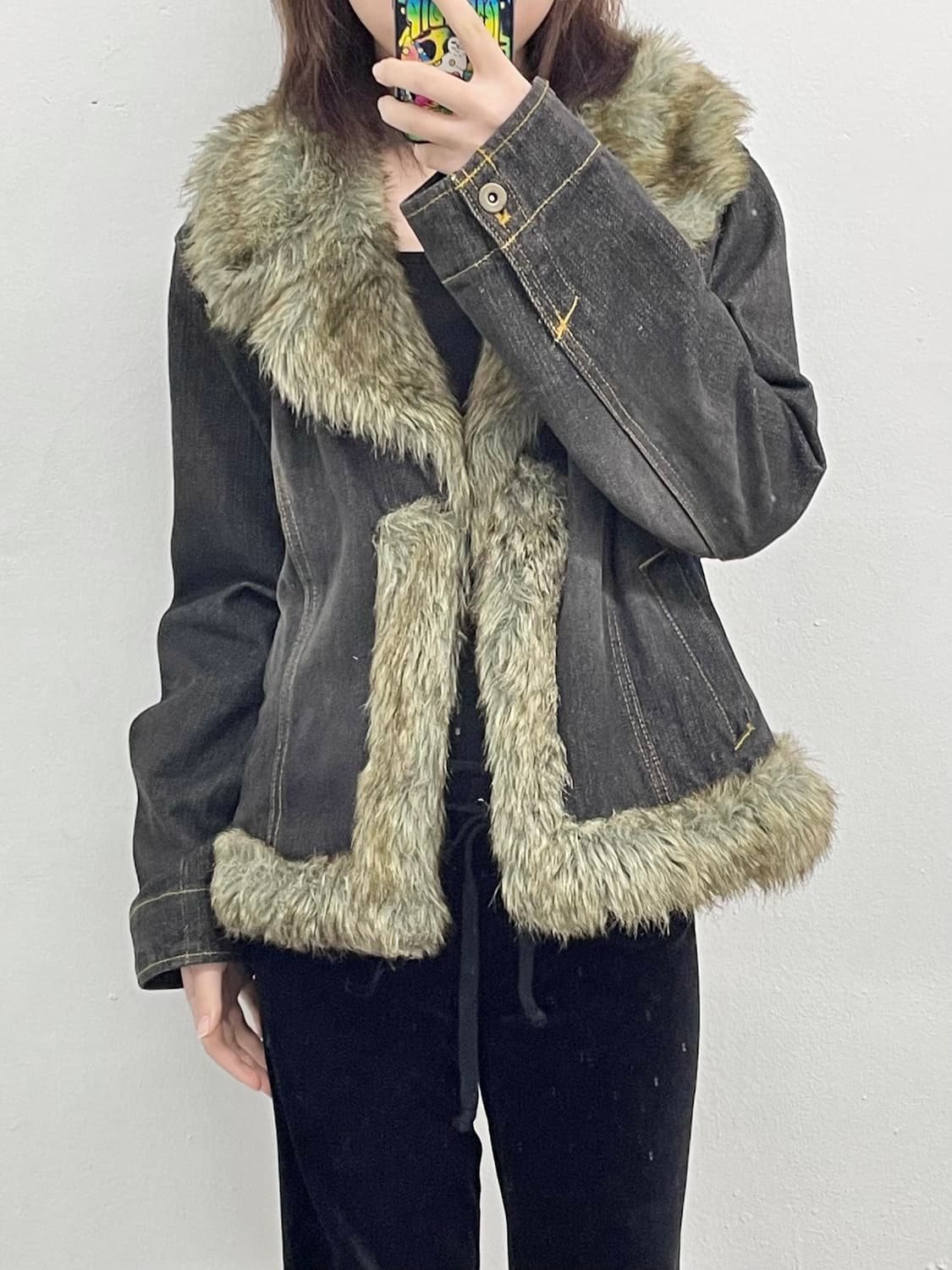 y2k 퍼 트리밍 데님 자켓  상품이미지4