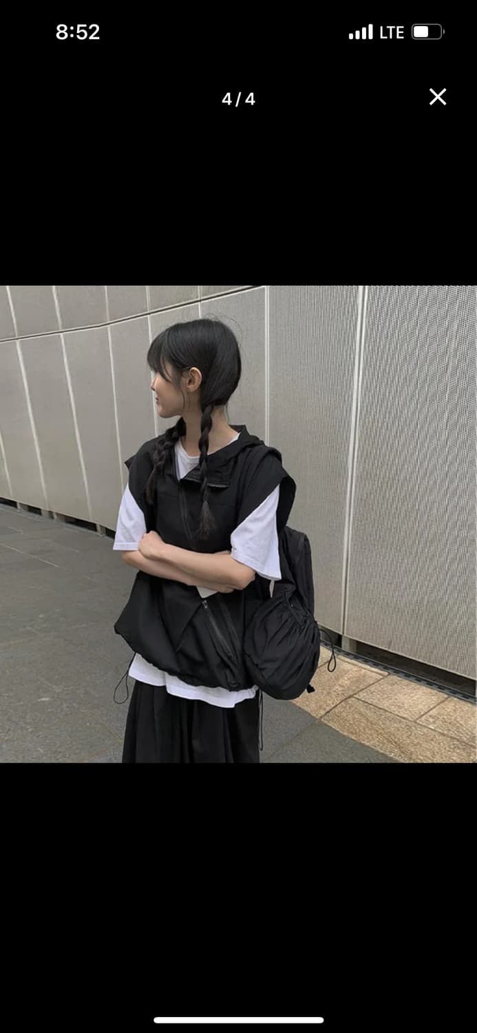 M)오버핏 나일론 사선후드 베스트 상품이미지1