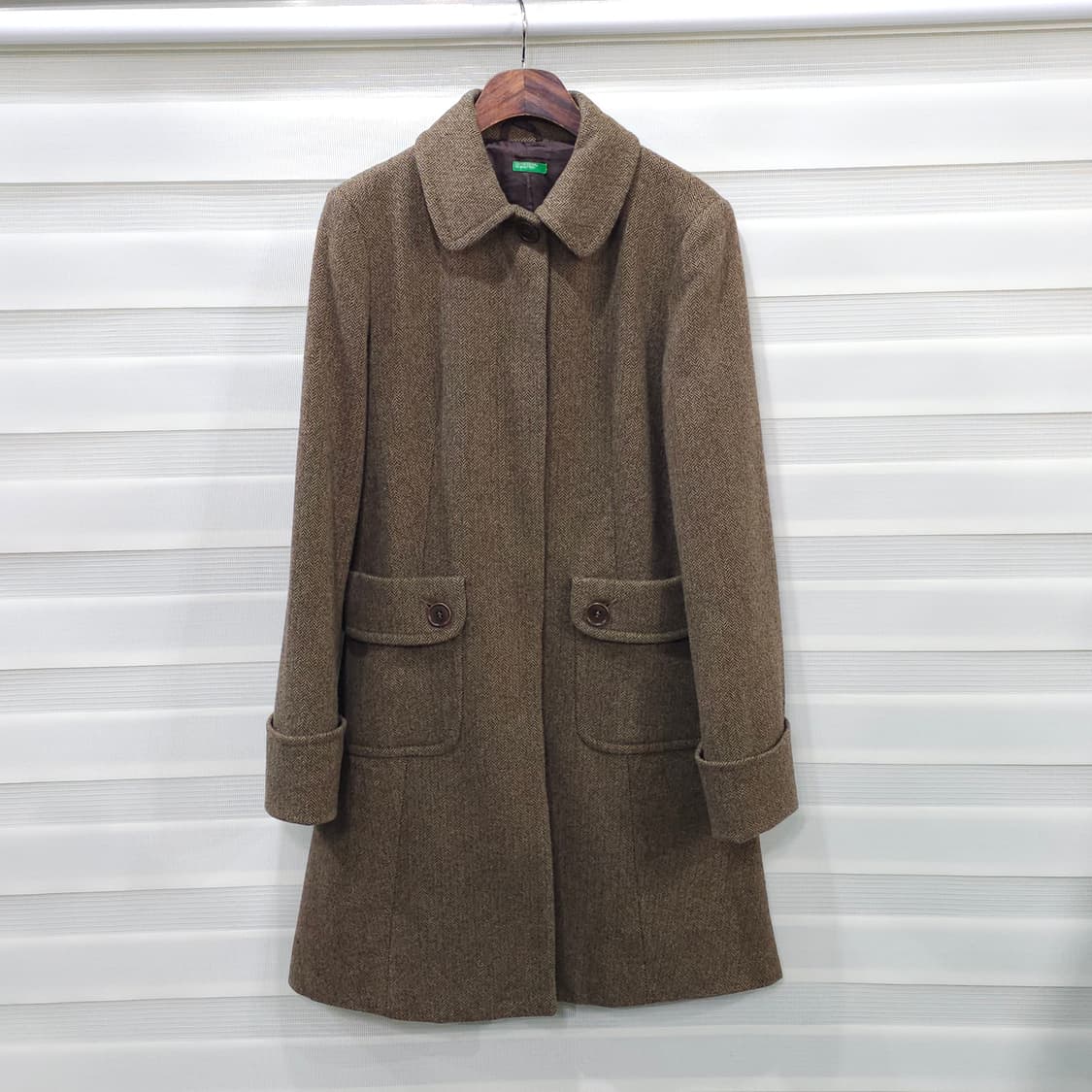 UNITED COLORS OF BENETTON 헤링본 울 코트-44-55 상품이미지1