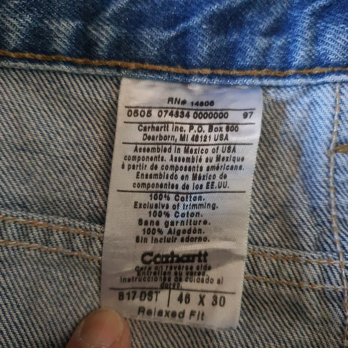 빅사이즈 칼하트 빈티지 데님 팬츠 No.44 상품이미지4