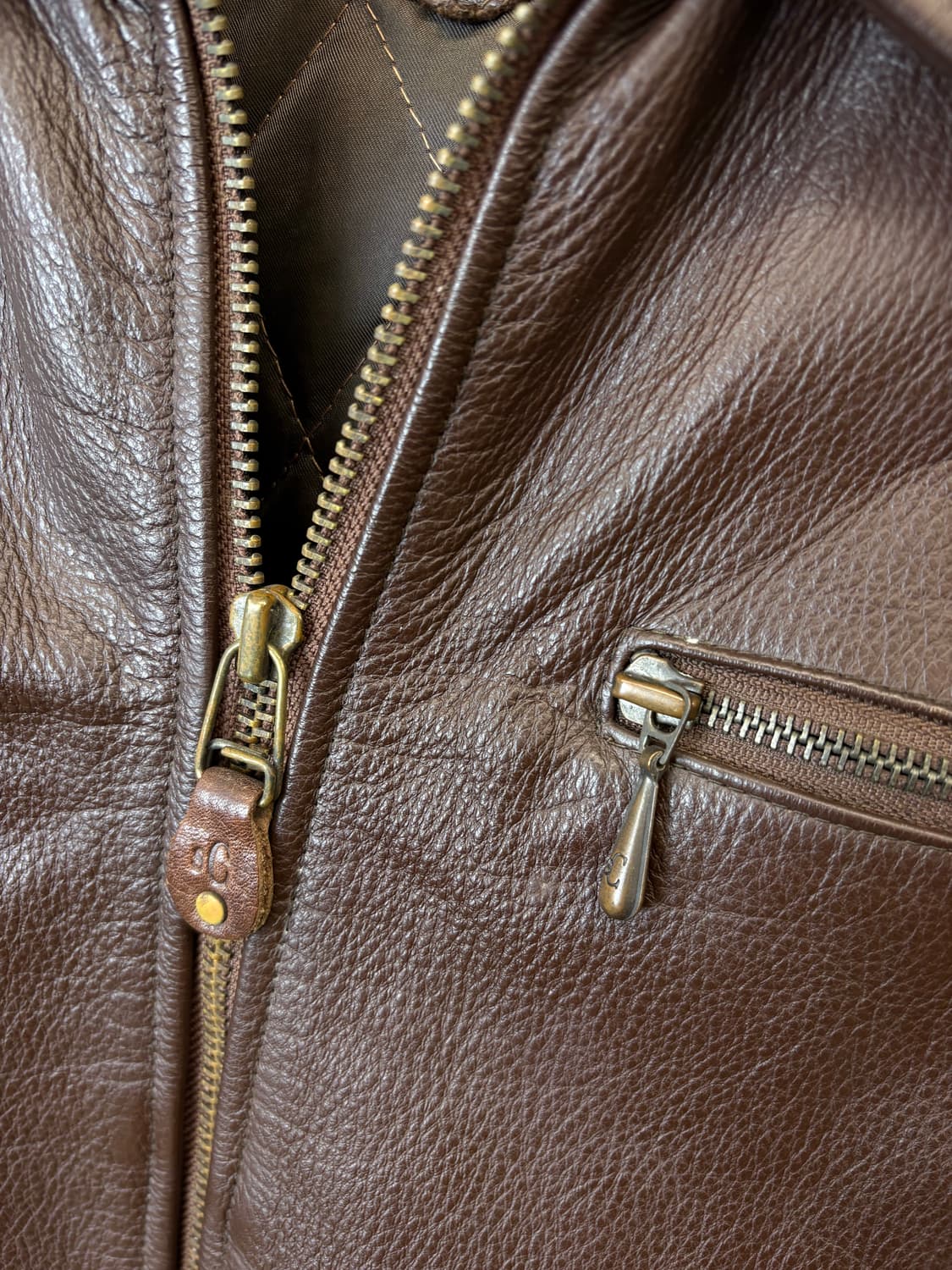 빈티지 소가죽 포켓 레더 자켓 브라운 상품이미지7