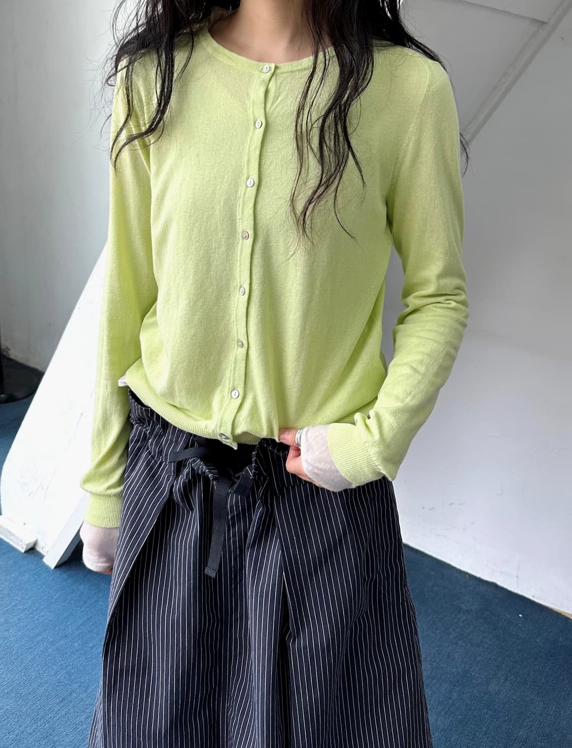 High gauge cotton lace design cardigan 상품이미지7