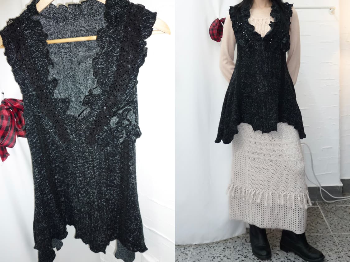 Charcoal flower point mini dress 상품이미지1