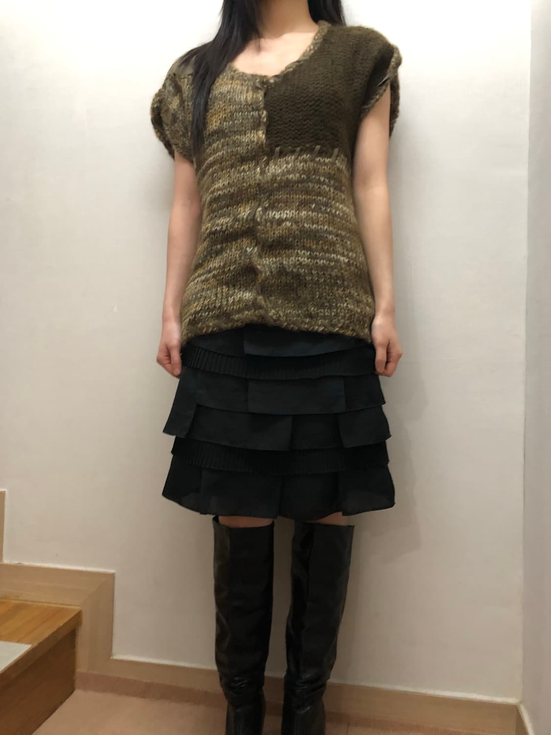 빈티지 브라운 그런지 니트 상품이미지4