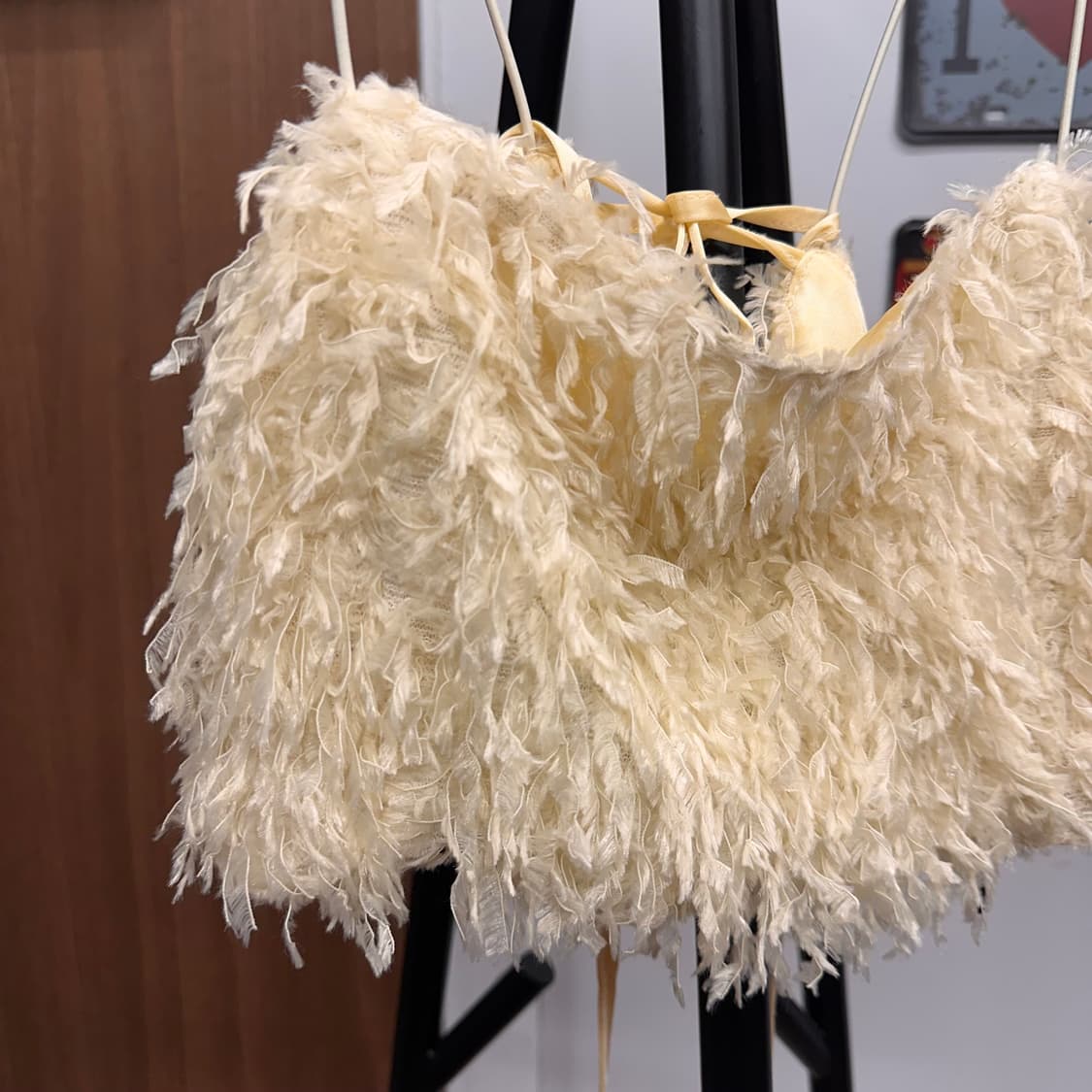 Corset Detail Beige Fur Mini Top 상품이미지3
