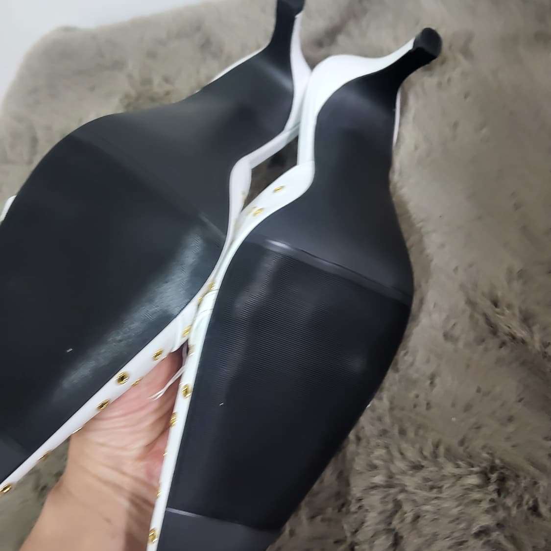 새상품 오르 orr 화이트 스터드 뮬 힐 샌들 35.5 225 상품이미지3