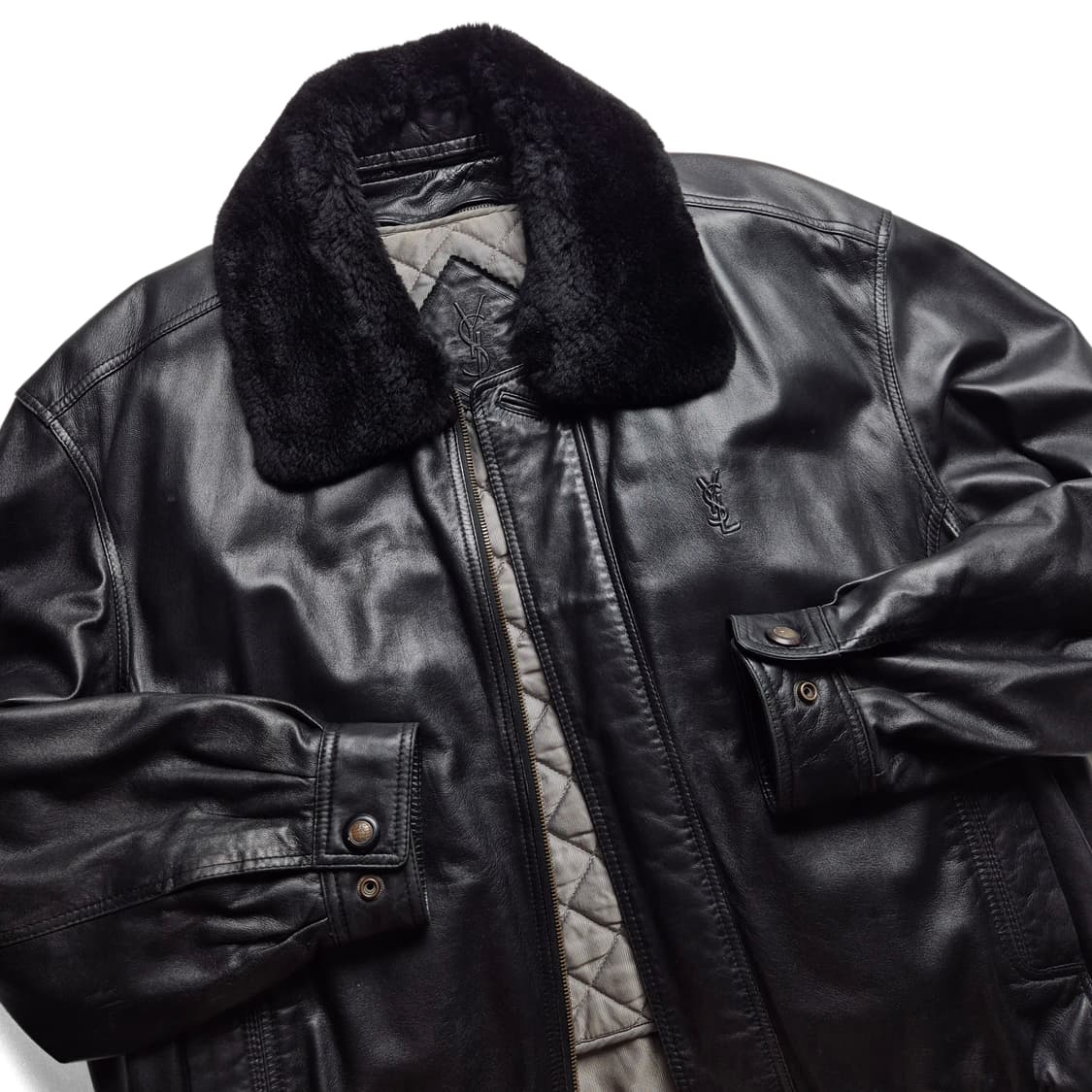 [95] 입생로랑 퍼카라 양가죽 플라이트 자켓 상품이미지1