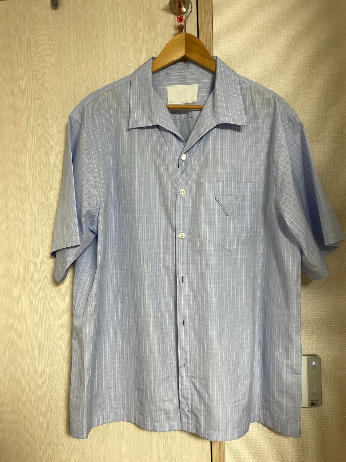 [XL] 프라다 포플린 체크 반팔 셔츠 상품이미지1