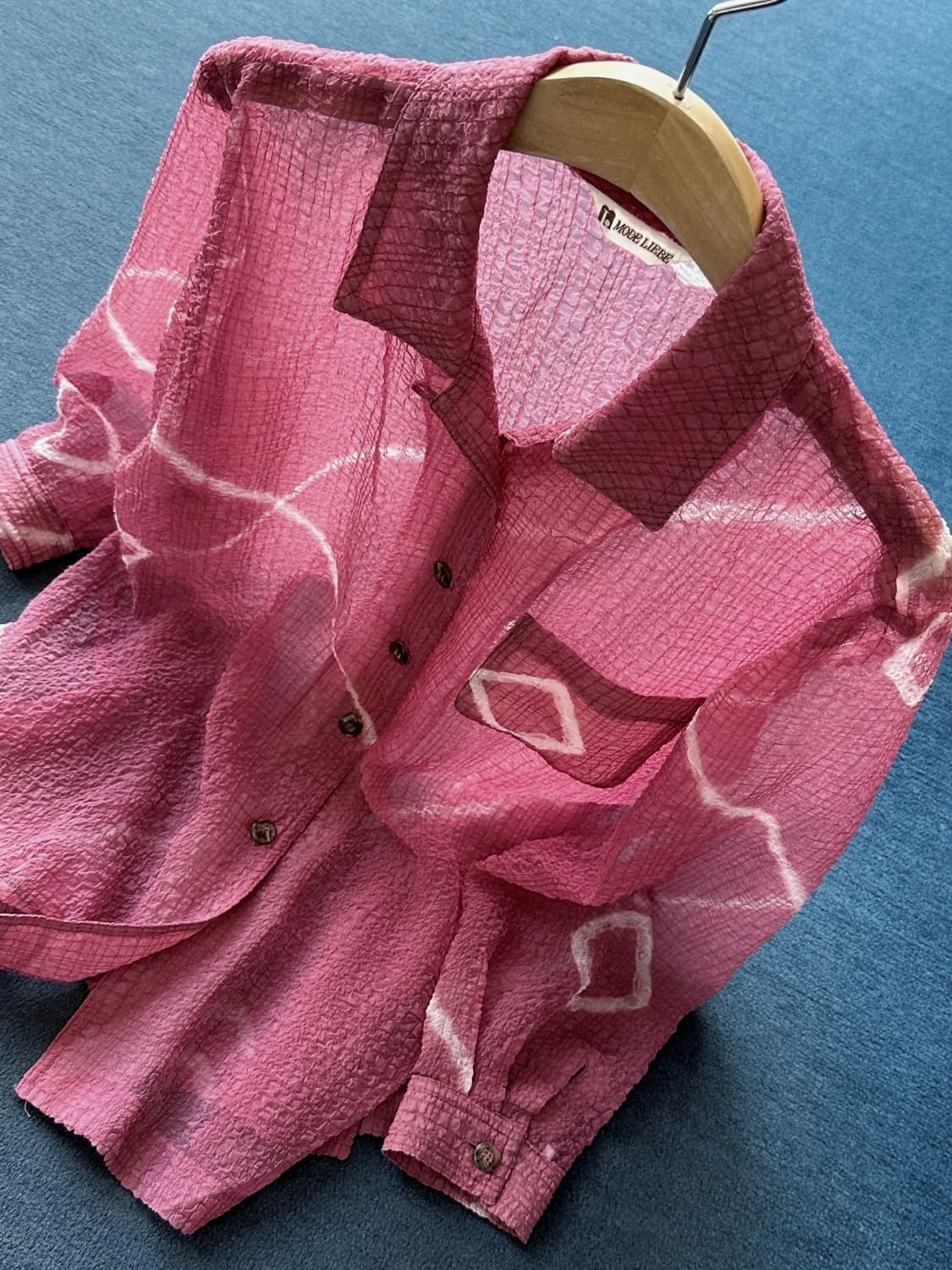 Sheer fabric volume design wide shirt 상품이미지1