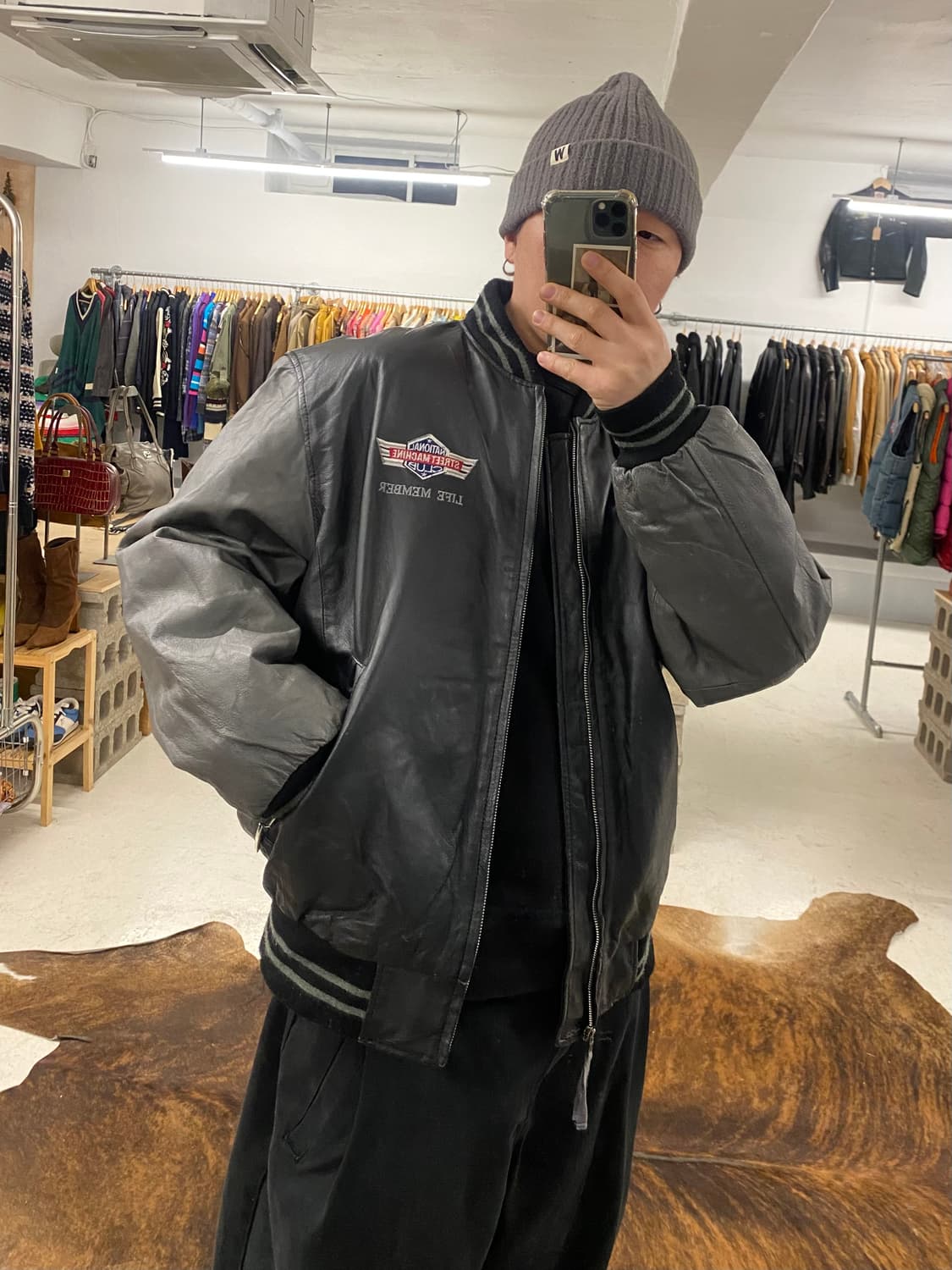 VTG leather varsity jacket 레더 바시티 자켓 상품이미지8