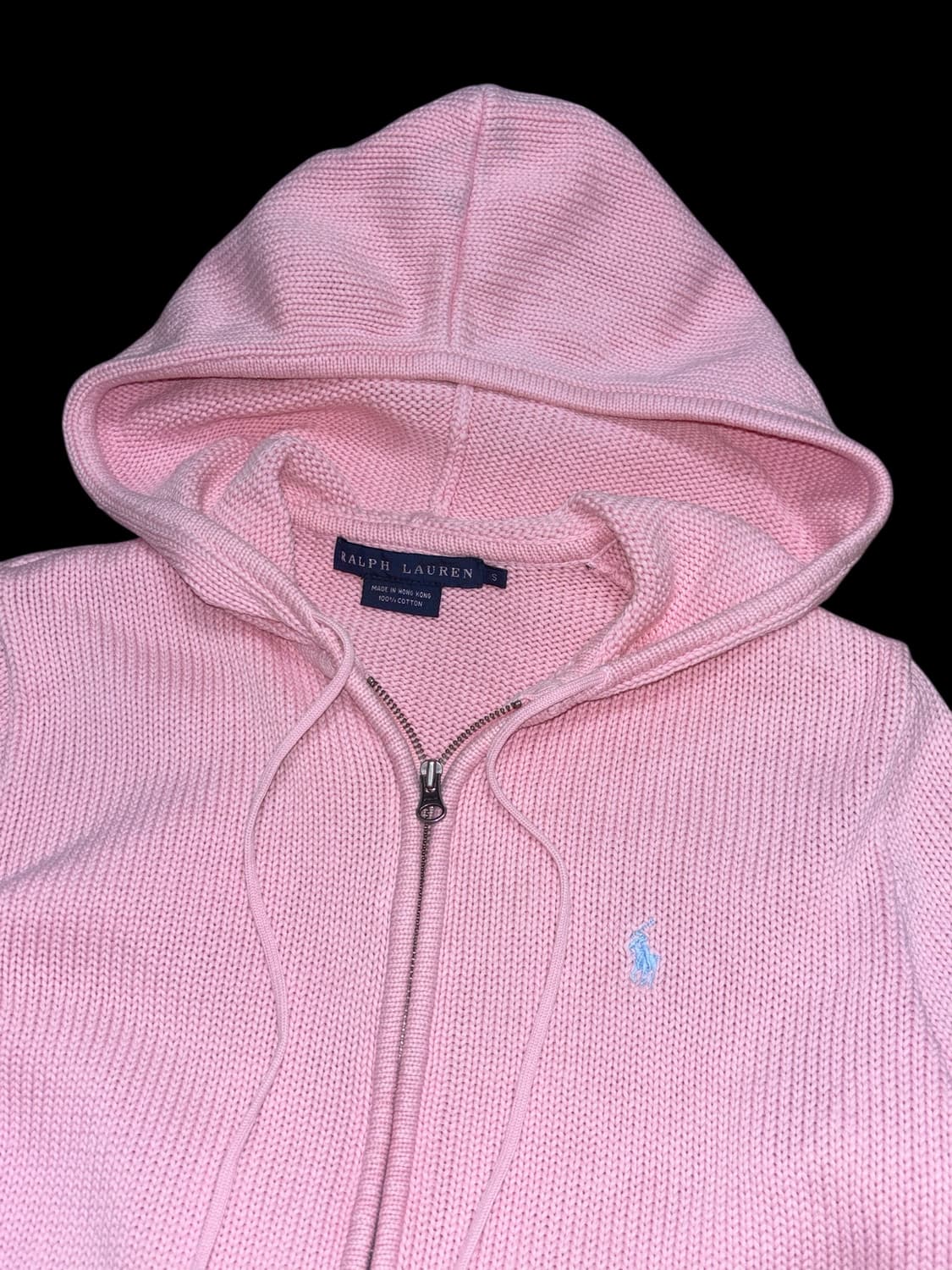폴로 랄프로렌 딸기우유 색상 니트 후드집업 상품이미지3
