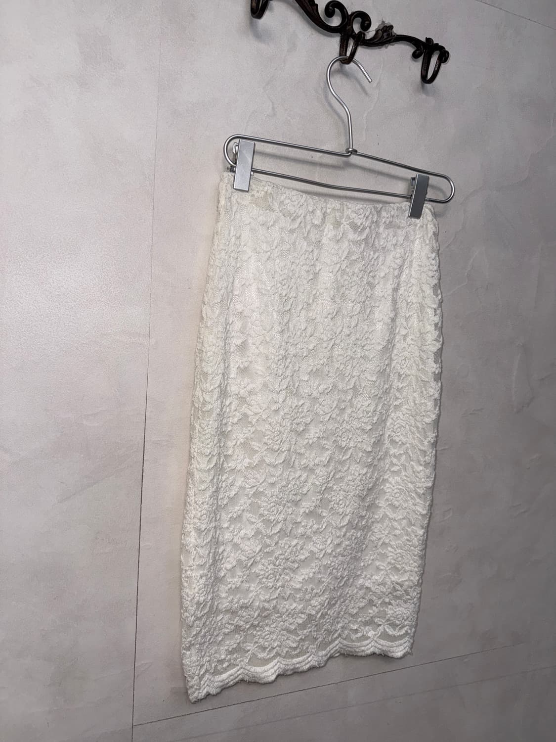 Ivory floral lace banding midi skirt 상품이미지2