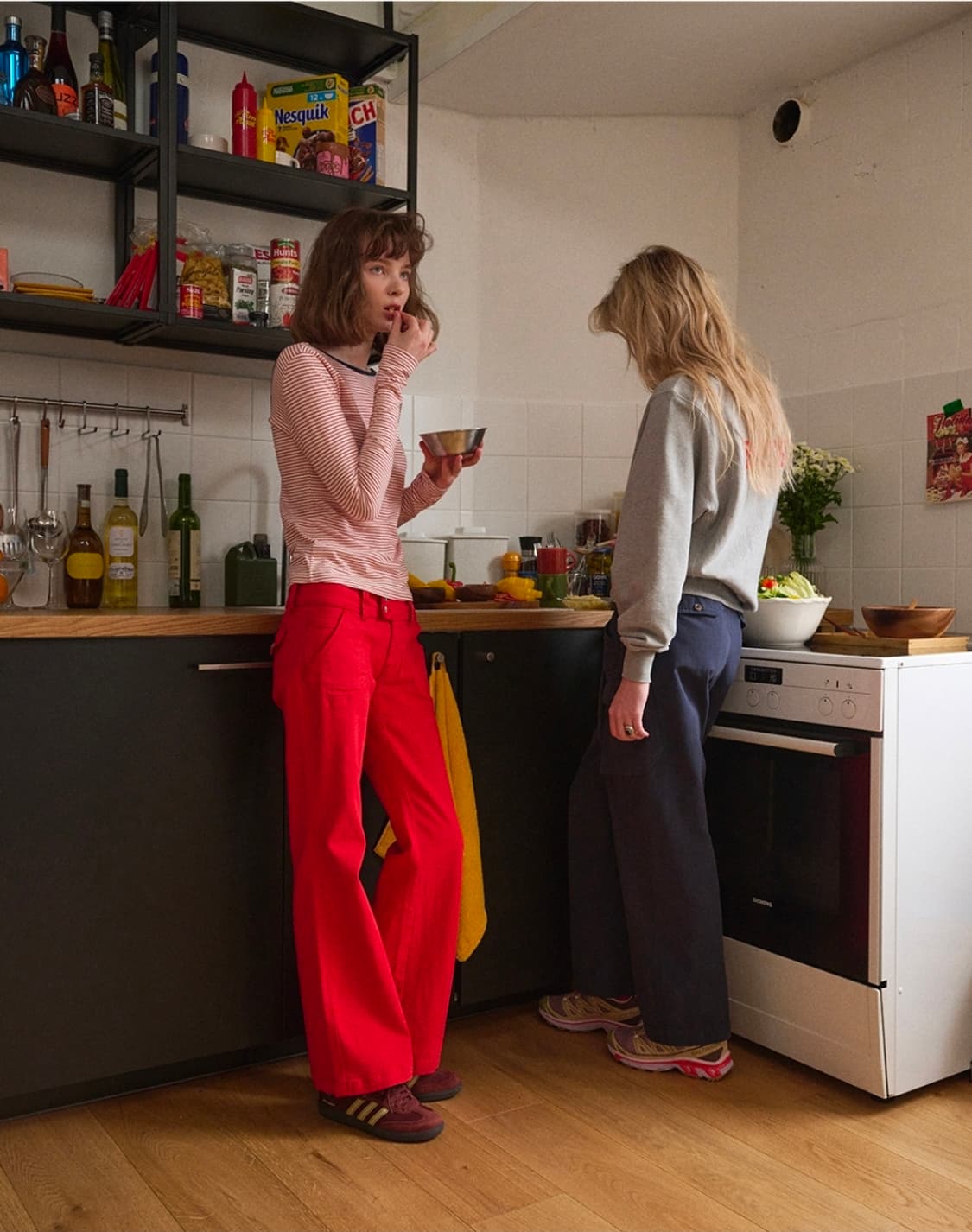 그린버터 구미 부츠컷 팬츠 L 레드 상품이미지1