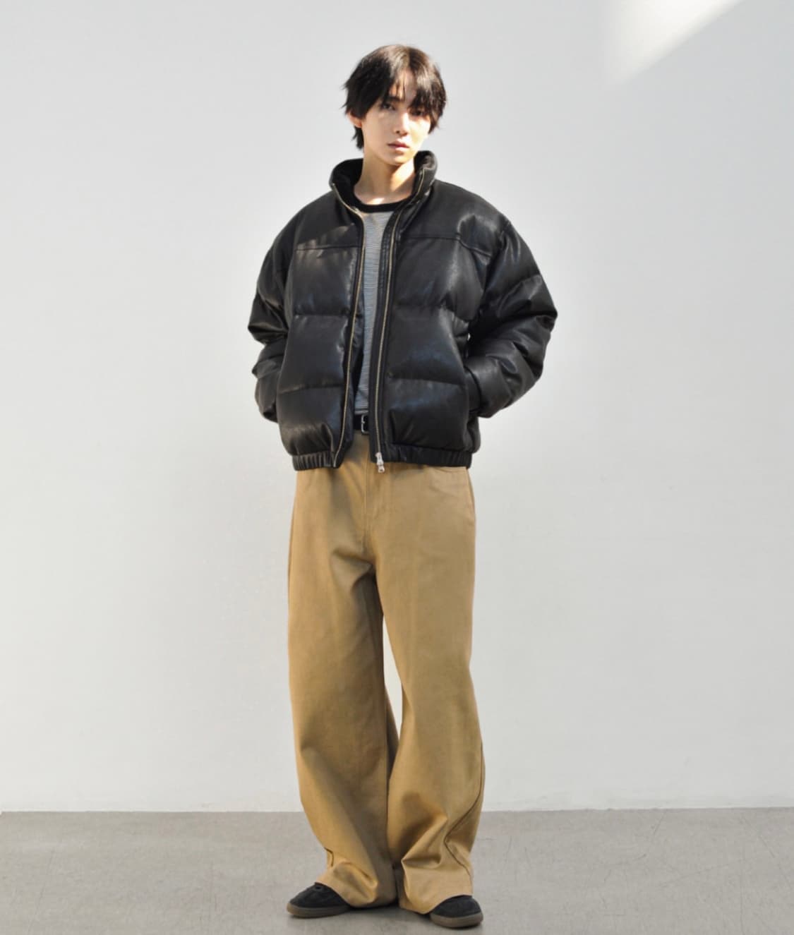 로파이 글래스턴 덕다운 푸퍼 레더 패딩 L 상품이미지3