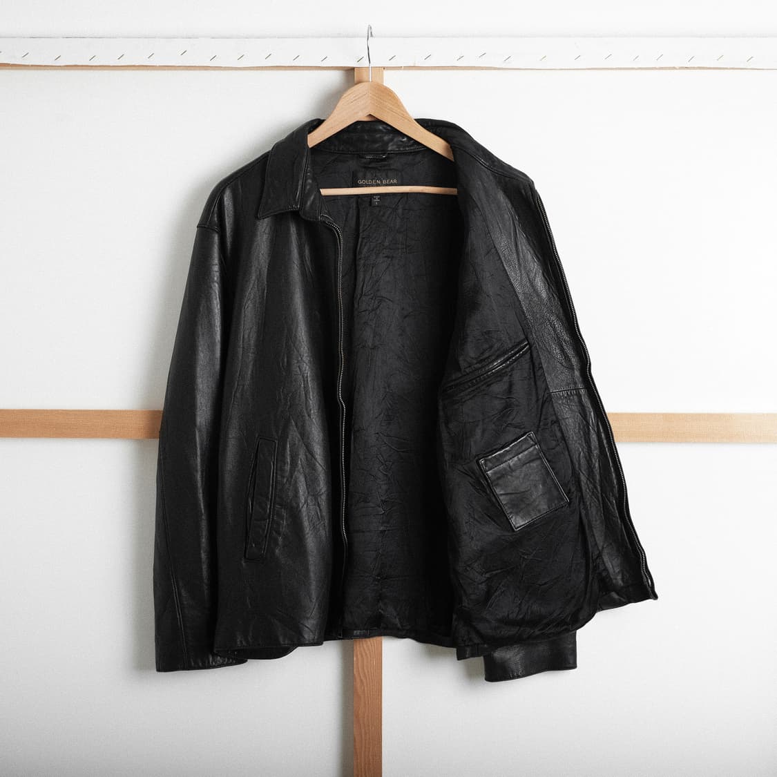 골든베어 야후(Yahoo)별주 블랙 레더 자켓 L(105)사이즈 상품이미지9