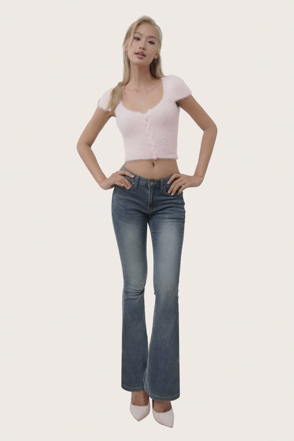 클리시어 코튼캔디 퍼 가디건 앙고라 반팔 핑크 갸루 상품이미지1