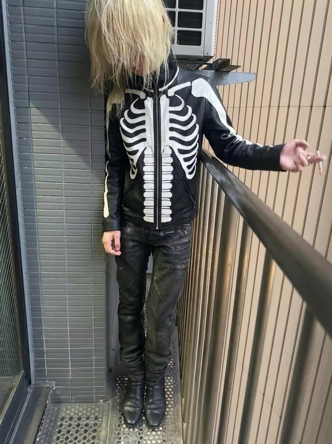 네이버후드 05ss 하이넥 본 카우레더 자캣 상품이미지1