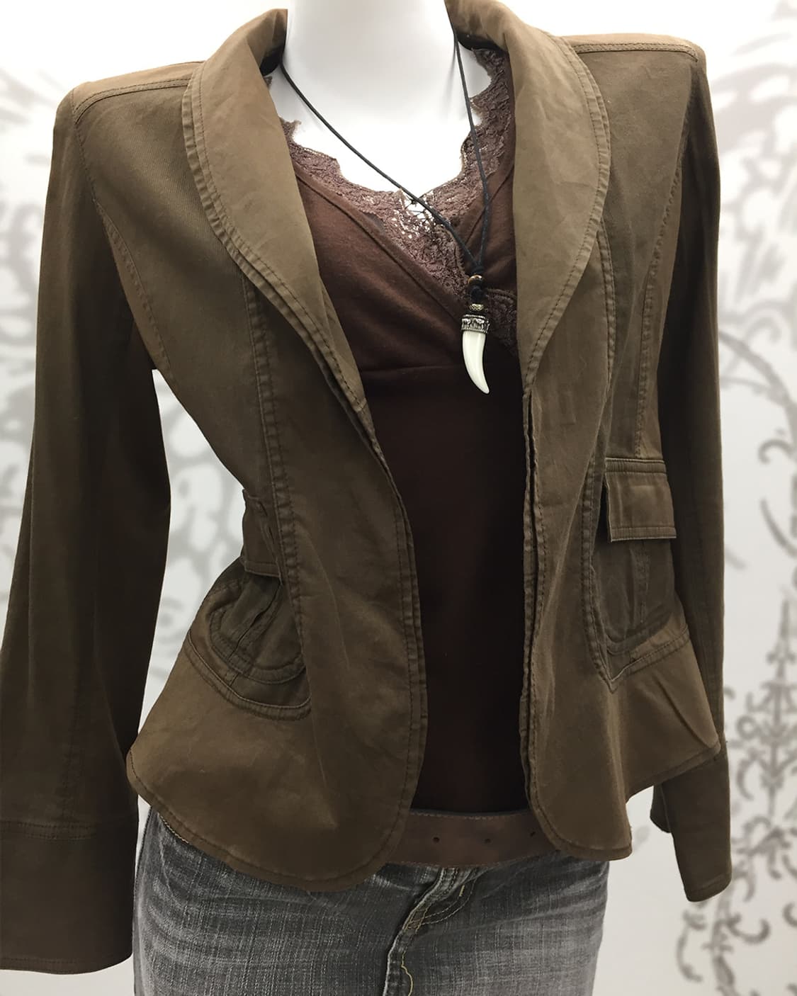 Brown slim-fit jacket 상품이미지3