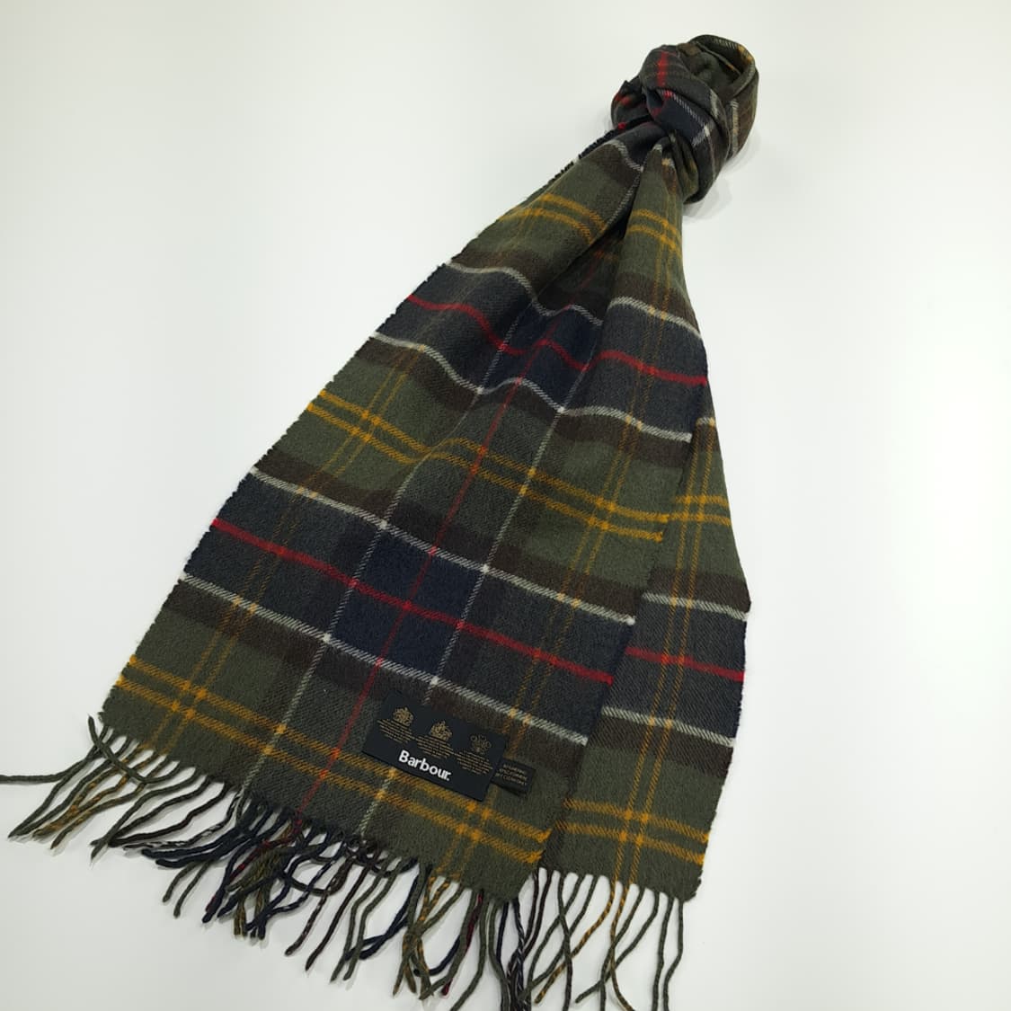 MX313 바버 올리브그린 타탄체크 메리노 캐시미어 목도리 머플러 상품이미지3