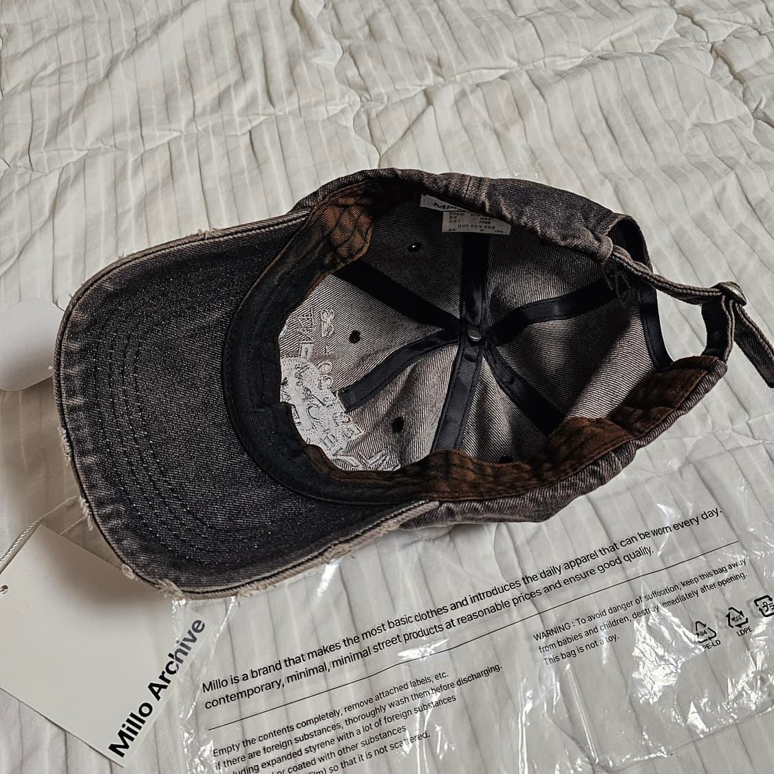 밀로 아카이브 코어 데님 볼캡 모자 워시드 블랙 워싱 . 2~3회착 상품이미지7