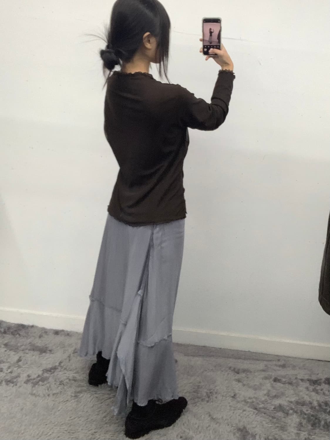 시스루 브라운 탑 상품이미지4