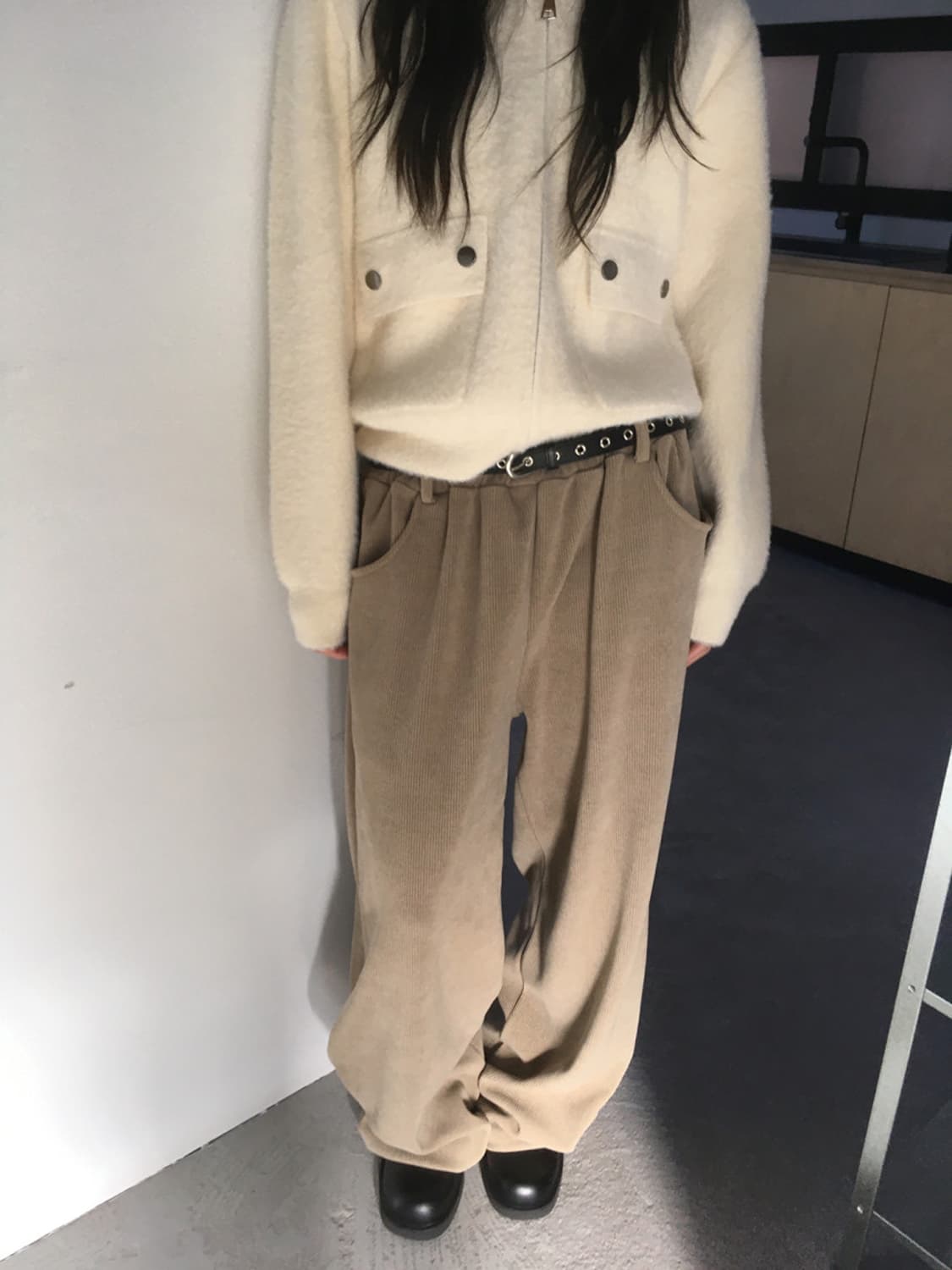 미엔느 mienne 하디 헤어리 후드 니트집업 상품이미지4