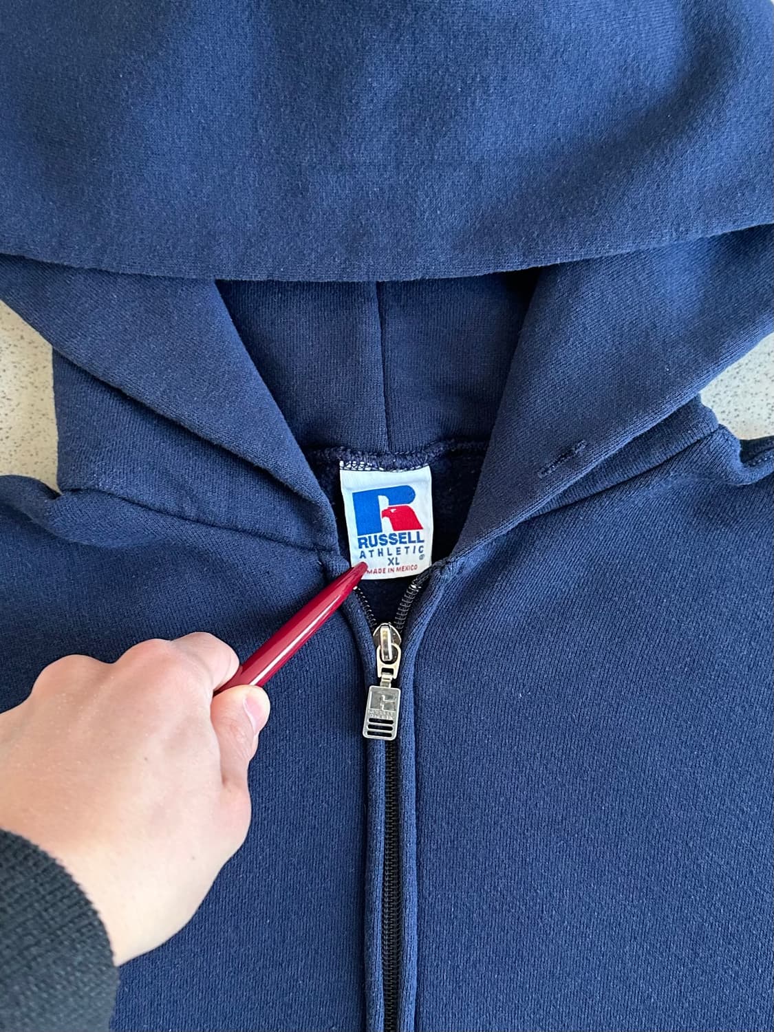 90s 빈티지 러셀 후드집업 네이비 XL 상품이미지6