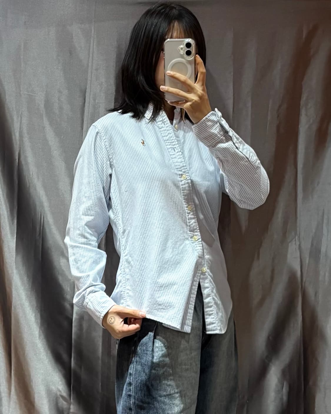 4 폴로랄프로렌 스트라이프 배색 화이트 셔츠 상품이미지1