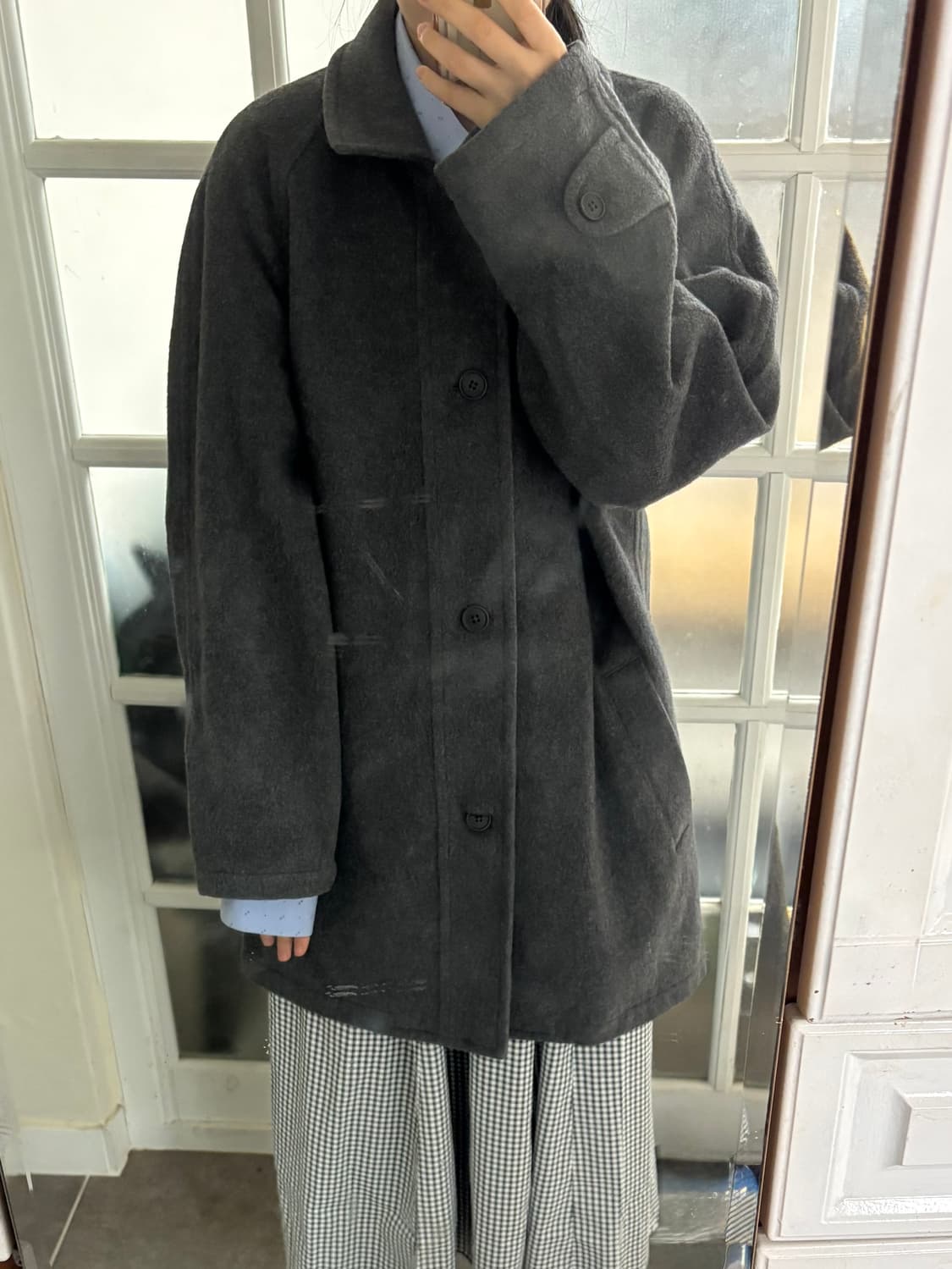 일본빈티지 울 그레이 코트 상품이미지1