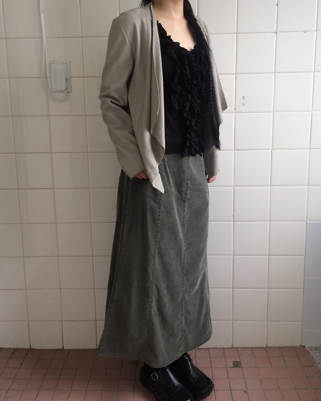 Drape point leather open jacket 상품이미지10