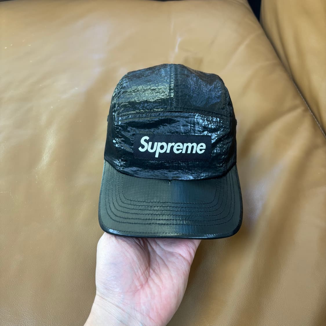 슈프림 캠프캡 모자 박스로고 23FW 글로스 립스탑 블랙 상품이미지3