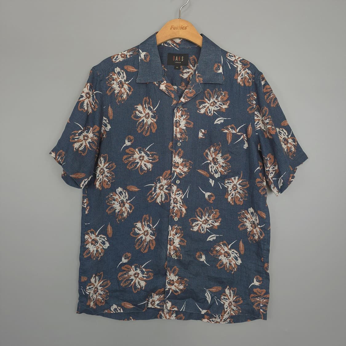 닥스 DAKS 런던 리넨 100% 플라워 패턴 반팔셔츠 95 상품이미지1