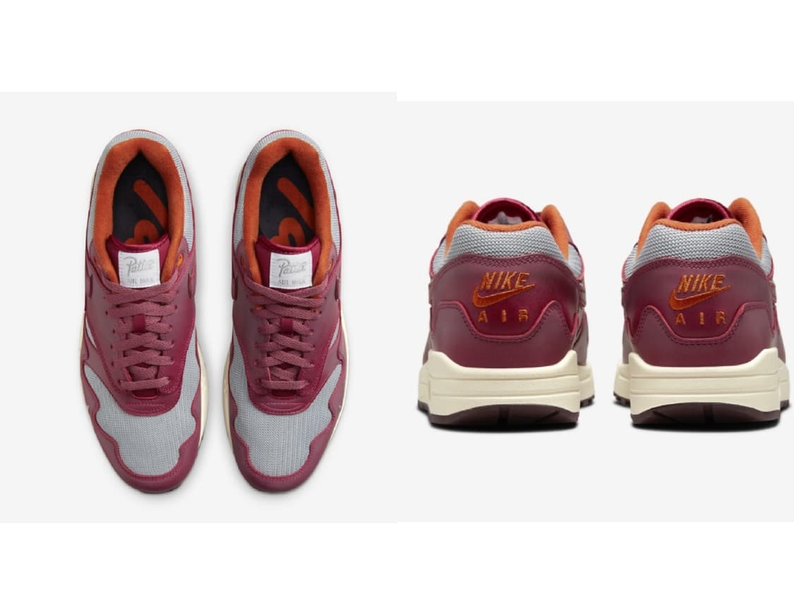 나이키 파타 에어맥스1 나이트 마룬 스니커즈(270) 상품이미지3