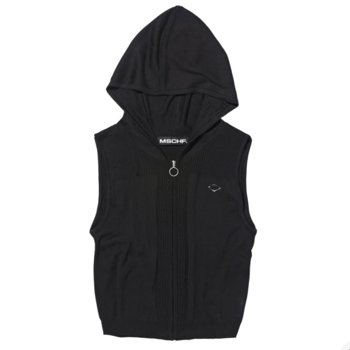 (W) 미스치프 롬버스 후디드 니트 베스트 블랙 상품이미지1